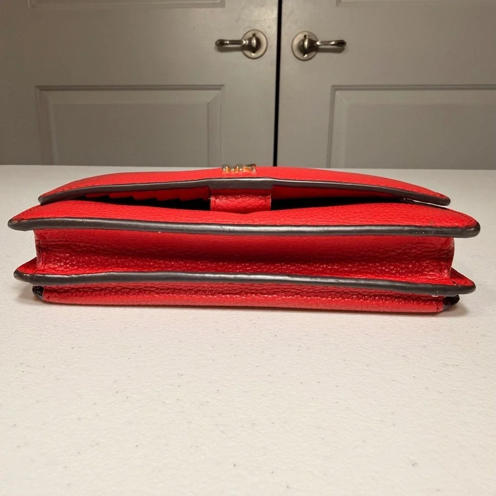 Michael Kors Adele Red Pebbled Leather Smartphone Wallet Wristlet Clutch